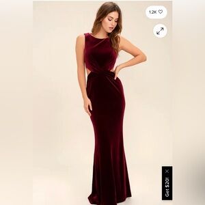 Lulu's Deep Red Velvet Dress